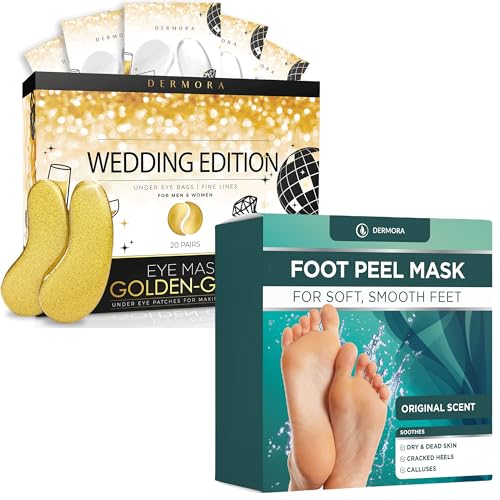 Image 1 of Default Title for the product DERMORA Golden Glow Under Eye Patches 20 Pairs and Original Foot Peel Masks 2 Pack