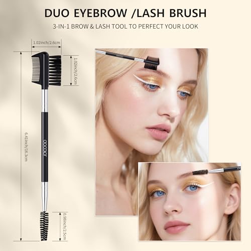 Image 5 of docolor 3 Head Eyebrow Eyelash Shaper Eyelash Comb Double Head Brush Makeup Grooming Tool