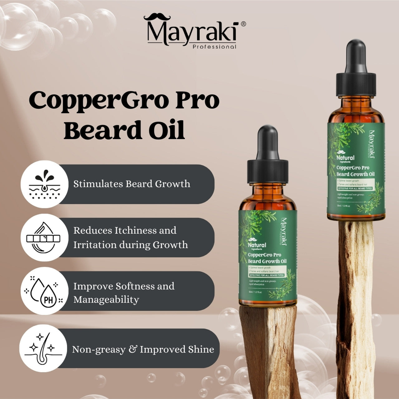 Mayraki CopperGro Pro Beard Growth Oil(15 ml /1.01 fl.oz)