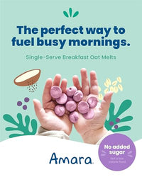 Thumbnail for Image 3 of Amara Breakfast Oat Melts - Organic Toddler Snack - Single Serve Fiber-Packed Oat Bites with Real Fruit, No Added Sugar, Quick Dissolving, Blueberry - 12 Pack