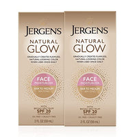 Thumbnail for Image 1 of 2 Fl Oz (Pack of 2) for the product Jergens Natural Glow Face Self Tanner Lotion SPF 20, Fair/Medium, 2 oz, 2pk