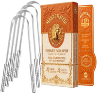 Thumbnail for Image 1 of Default Title for the product MasterMedi Tongue Cleaner Tongue Scraper Surgical Grade Stainless Steel Dental Kit Family Pack (4 pcs)