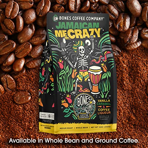 Image 4 of Bones Coffee Company Jamaican Me Crazy Vanilla Caramel Flavored Coffee 12 Oz Ground