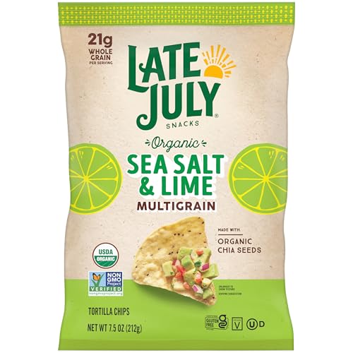 Image 1 of Default Title for the product Late July Organic Multigrain Tortilla Chips Sea Salt and Lime 7.5-oz. Bag