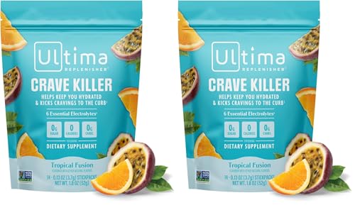 Image 1 of Default Title for the product Ultima Replenisher Crave Killer Supplement and Electrolytes Powder ? Tropical Fusion, 14 Stickpacks ? Hydration Packets that Kick Cravings to The Curb (Pack of 2)