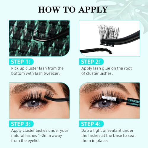 Image 5 of AMZGIRL LASH Lash Clusters Kit D Curl Manga Anime Lashes 10-18mm, Sunflower