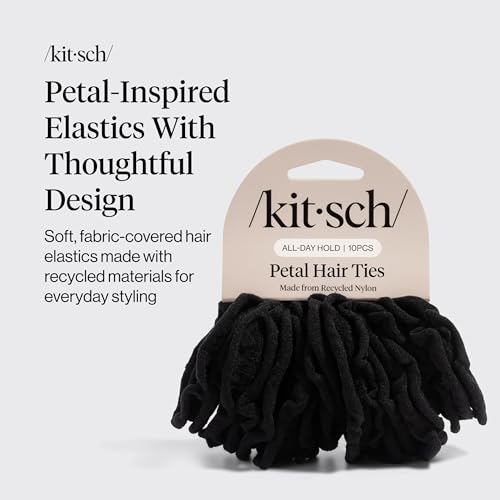 Image 2 of Kitsch Petal Hair Ties No Damage - Black, 10pcs