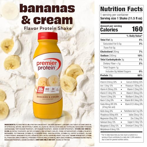 Image 6 of Premier Protein 30g High Protein Shake, Bananas & Cream, 12 Pack
