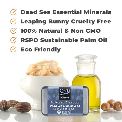 Image 4 of One With Nature Activated Charcoal Soap Bar, 4oz 3-Pack