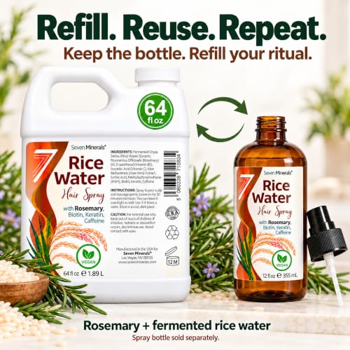 Image 4 of Seven Minerals Rosemary and Rice Water Spray for Hair Growth, 64 fl oz Refill