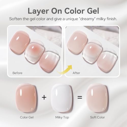 Image 2 of Born Pretty Milky White Gel Top Coat No Wipe Glossy Top Coat 15ML