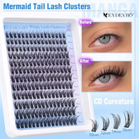 Thumbnail for Image 3 of EYDEVRO Wispy Lash Clusters Natural Eyelash Clusters 10-16mm Cluster Eyelash Extensions 192 Pcs Individual Lashes CD Curvature Cluster Lashes Comfortable Soft Thin Band DIY Lash Extensions