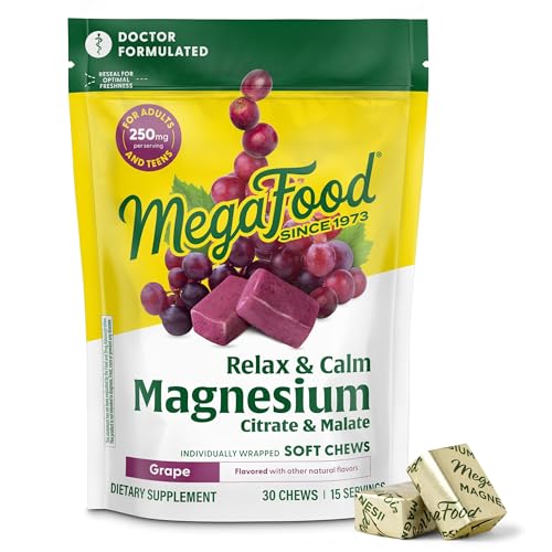 Image 1 of Default Title for the product MegaFood Relax + Calm Magnesium Complex, Grape, 30 Soft Chews