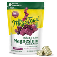 Thumbnail for Image 1 of Default Title for the product MegaFood Relax + Calm Magnesium Complex, Grape, 30 Soft Chews