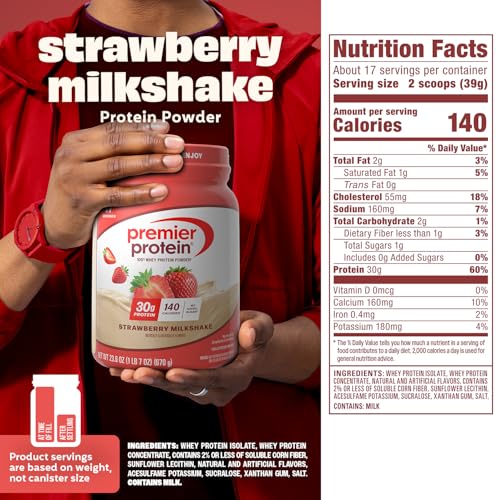 Image 3 of Premier Protein 30g High Protein Powder, 100% Whey, Strawberry, 17 Servings