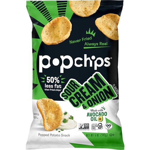 Image 2 of popchips Popchips Potato Chips, Sour Cream & Onion, 4ct 5.0oz Share Bags