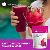 Thumbnail for Image 3 of Kate Naturals Dragon Fruit Powder for Baking & Drinks (4oz, Pack of 2)