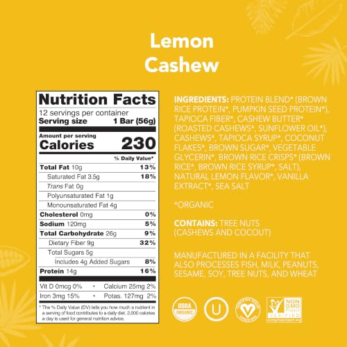 Image 2 of ALOHA Organic Plant Based Protein Bars - Lemon Cashew - 12-Count