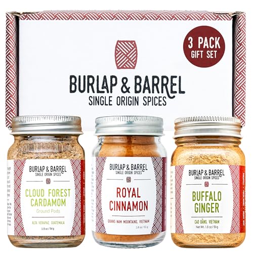 Image 1 of Default Title for the product Burlap & Barrel 3pk Sweet Spice Set - 3 Full Size Jars including Royal Cinnamon, Cloud Forest Cardamom, & Buffalo Ginger