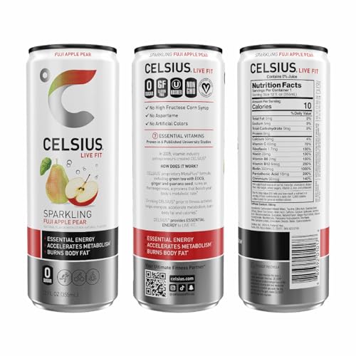 Image 4 of CELSIUS Sparkling Fuji Apple Pear Functional Essential Energy Drink 12 Fl Oz