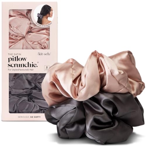 Image 19 of Blush/Charcoal for the product Kitsch Satin Scrunchies for Women