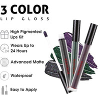Thumbnail for Image 2 of BADCOLOR 3 Colors Glitter Matte Liquid Lipstick Set