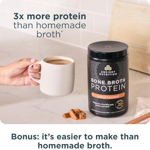 Image 6 of Ancient Nutrition Grass Fed Bone Broth Protein Powder, Salted Caramel