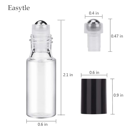 Image 3 of Easytle Essential Oil Roller Bottles 24 Pack 5ml Clear Glass Roller Bottles for Oils