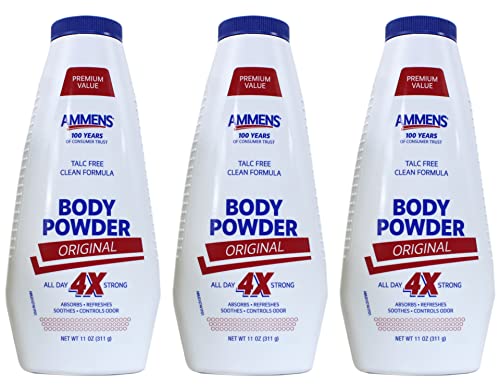 Image 2 of Original / 11 Ounce (Pack of 3) for the product AMMENS Ammens Original Body Powder - Talc Free Body Powder with Naturally Derived Cornstarch - Free from Dye and Parabens - Soothes Itchy Skin - 11 oz