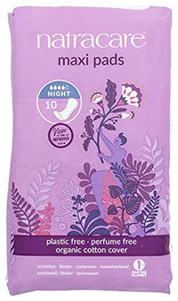 Thumbnail for Image 3 of natracare Natural Traditional Style Night Time Maxi Pads, Individually Wrapped, Without Wings in Plant-Based Bag (1 Pack, 10 Pads Total)