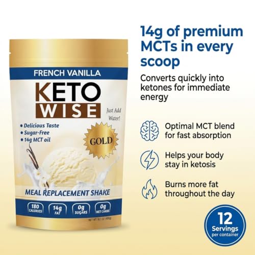 Image 2 of Keto Wise Meal Replacement Shake - French Vanilla - 16.1 oz pouch