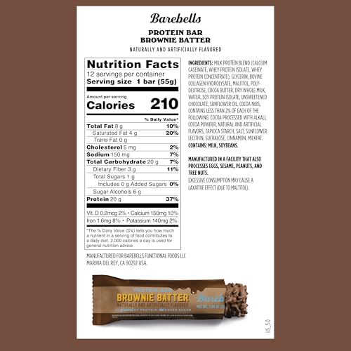 Image 2 of BAREBELLS Protein Bars Brownie Batter, 55g, 12-Pack