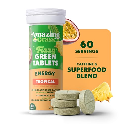 Image 4 of Amazing Grass Fizzy Green Energy Tablets, Caffeinated, Tropical, 60 Count