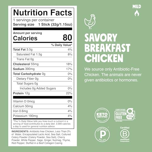 Image 2 of Chomps Savory Breakfast Chicken Protein Snack Stick 24ct
