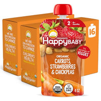 Thumbnail for Image 2 of Carrots, Strawberries & Chickpeas / 4 Ounce (Pack of 16) for the product Happy Baby Clearly Crafted Stage 2 Baby Food