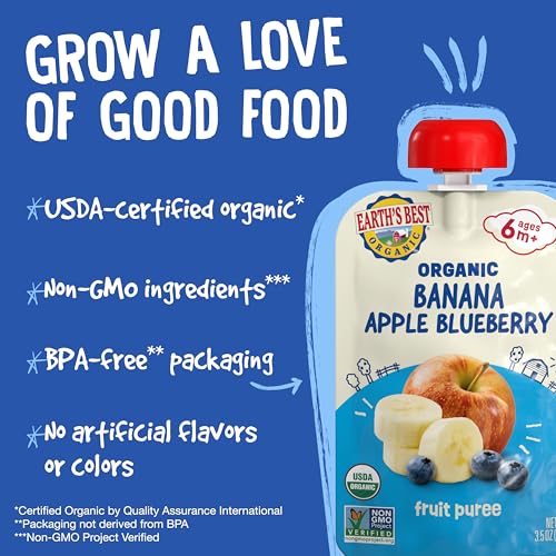 Image 6 of Earth's Best Organic Banana Apple Blueberry Pouch, 3.5 oz (Pack of 12)