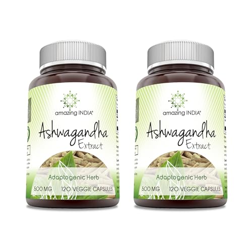 Image 2 of 120 | 2 Pack for the product Amazing India Ashwagandha Extract Veggie Capsules Supplement
