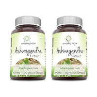 Thumbnail for Image 2 of 120 | 2 Pack for the product Amazing India Ashwagandha Extract Veggie Capsules Supplement
