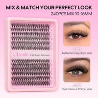Thumbnail for Image 3 of Azenlo Lash Clusters Kit, 240pcs DIY Lash Extensions Kit, 30D+40D Thin Band Lash Clusters, 10-16mm Soft Natural Volume Lashes for Beginners