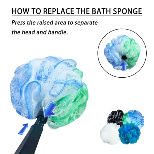 Image 4 of EASACE Long Handled Loofah with Sponges by Shower