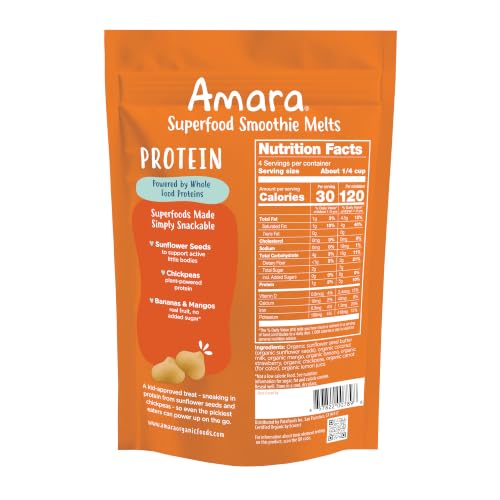 Image 2 of Amara Organic Sunflower Butter Banana Protein Blend Superfood Smoothie Melts - 1oz: Baby Snacks, 3rd Stage, Vegan, Non-GMO