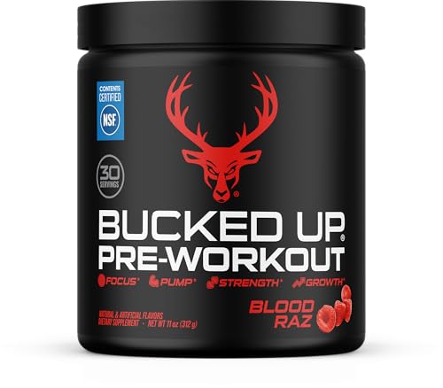 Image 1 of Default Title for the product Bucked Up Pre Workout 6 Grams Citrulline, 2 Grams Beta Alanine, and 3 Other Registered trademarked Ingredients (Red Raz)