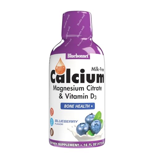 Image 1 of Blueberry / 16 Fl Oz (Pack of 1) for the product Bluebonnet Nutrition Liquid Calcium Citrate Magnesium Citrate Vitamin D3 Bone Health