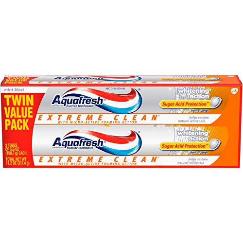 Image 1 of 5.6 Ounce (Pack of 2) / 2 Pack for the product Aquafresh Extreme Clean Whitening Action Fluoride Toothpaste, 5.6 ounce Twinpack