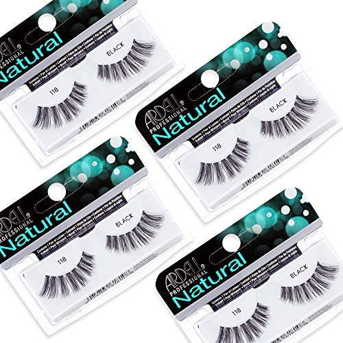 Image 1 of Default Title for the product Ardell Natural Lashes False Eyelashes 118 - Black, Lightweight Strip Lashes for Everyday Wear, Reusable Lash Pack, 4 Pair