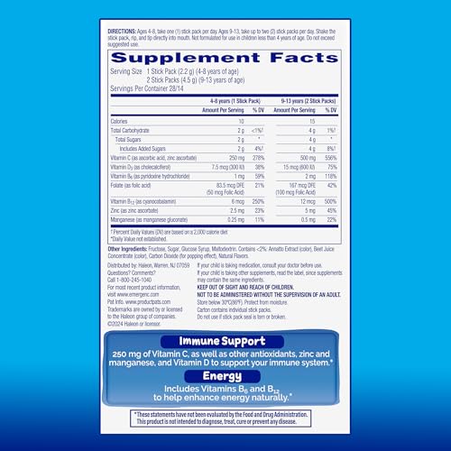 Image 6 of Emergen-C Kidz Vitamin C 250mg Immune Support Tropical Punch 28 Packets