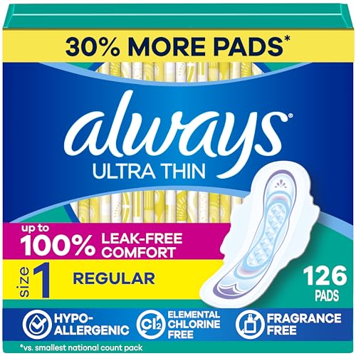 Image 1 of Default Title for the product Always Ultra Thin Feminine Pads with Wings, Size 1, Regular Absorbency, Unscented, 126 Count