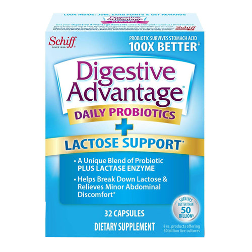 Schiff/Bio Foods Digestive Advantage Daily Probiotics + Lactose Support 32 caps