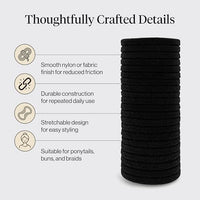 Thumbnail for Image 4 of Kitsch Elastic Hair Ties No Damage | Stretchable Hair Bands - Black, 20pcs