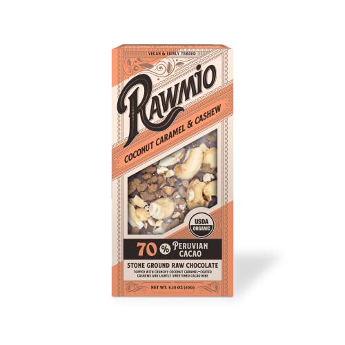 Image 3 of Cacao, Coconut, Caramel and Cashew / 2.12 Ounce (Pack of 12) for the product Rawmio Coconut Caramel & Crushed Cashew Bark